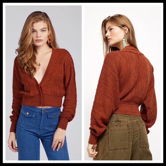FREE PEOPLE BOHO CARDI CROPPED CARDIGAN A2C - Picture 11 of 16